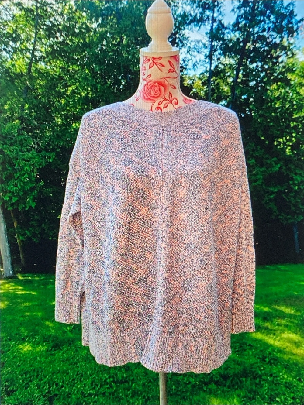 LOFT Pink Marled Crewneck Sweater